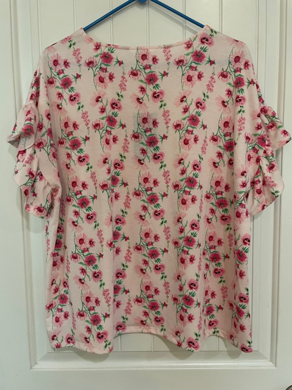 Crown and Ivy NWT pink floral top with ruffle sleeve XL - Picture 4 of 7